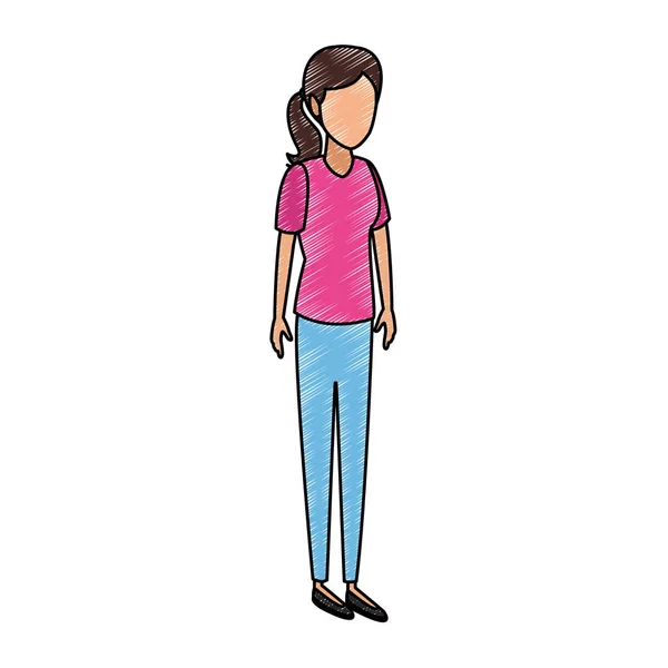 Mujer joven avatar garabato — Vector de stock