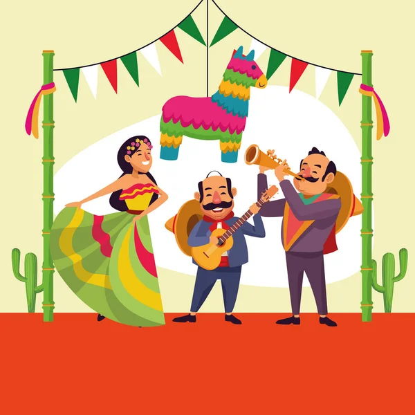 Mexicains cinco de mayo dessin animé — Image vectorielle