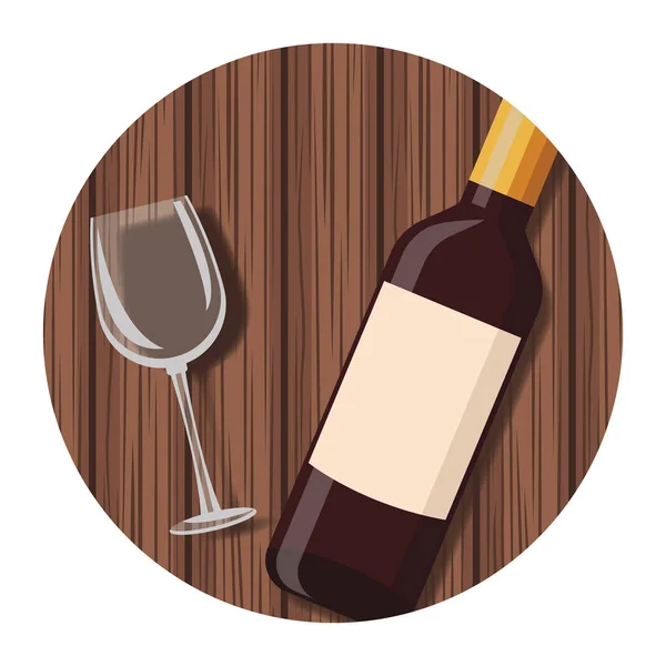 Garrafa de vinho e copo —  Vetores de Stock