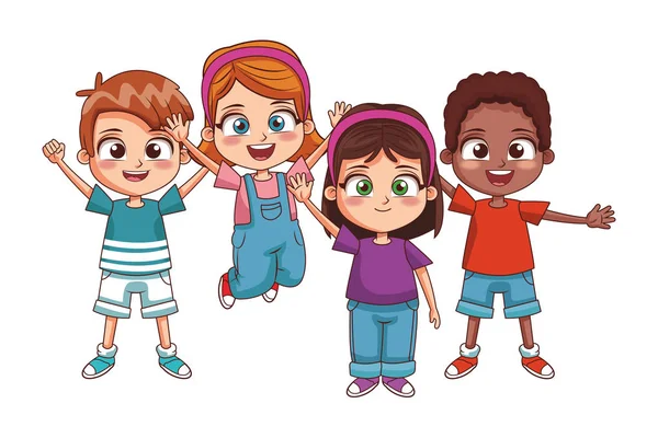 Desene animate pentru copii fericiti — Vector de stoc