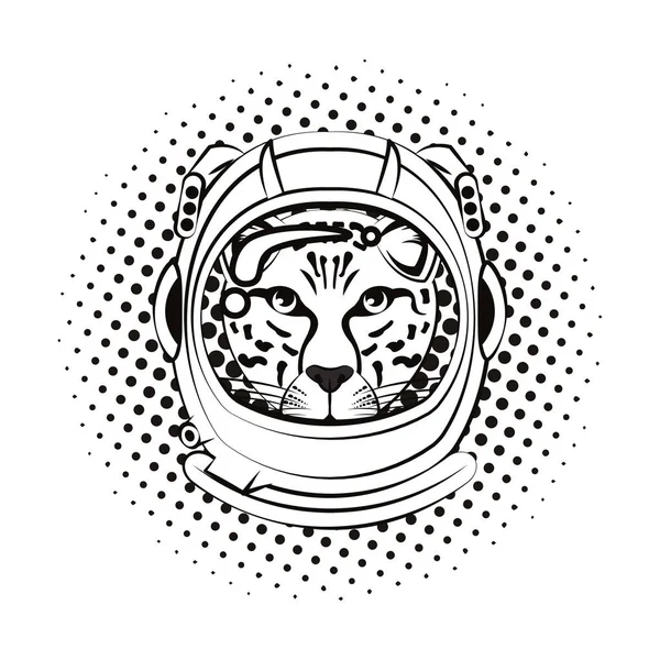 Leopardengesicht kühler Sketch — Stockvektor