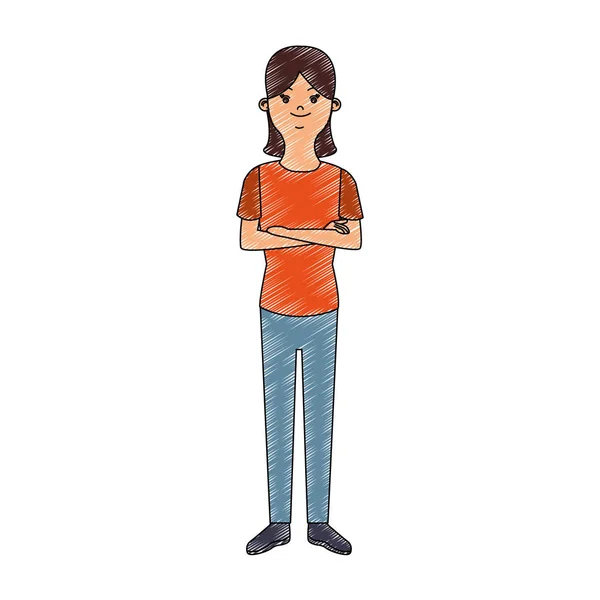 Junge Frau Cartoon-Kritzeln — Stockvektor