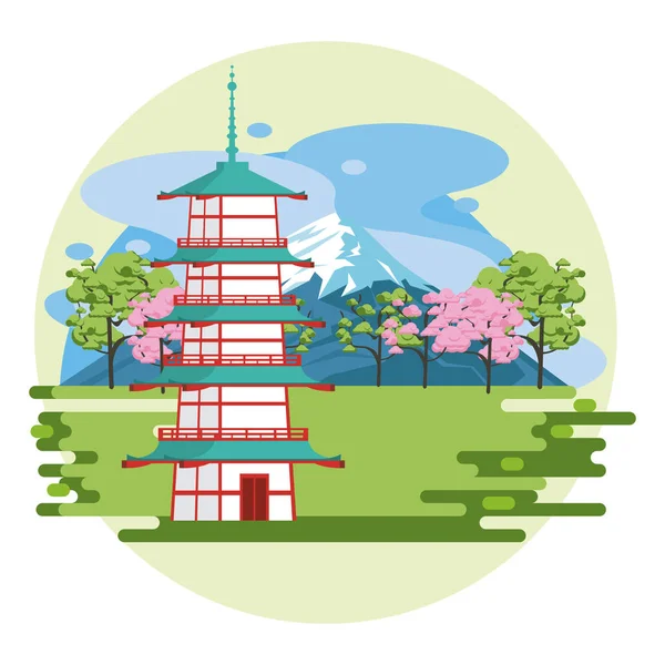 Temple japonais dans la nature — Image vectorielle