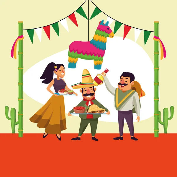 Mexicanos cinco de mayo desenhos animados — Vetor de Stock