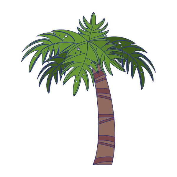 Beach palm tree isolated blue lines — Stock Vector