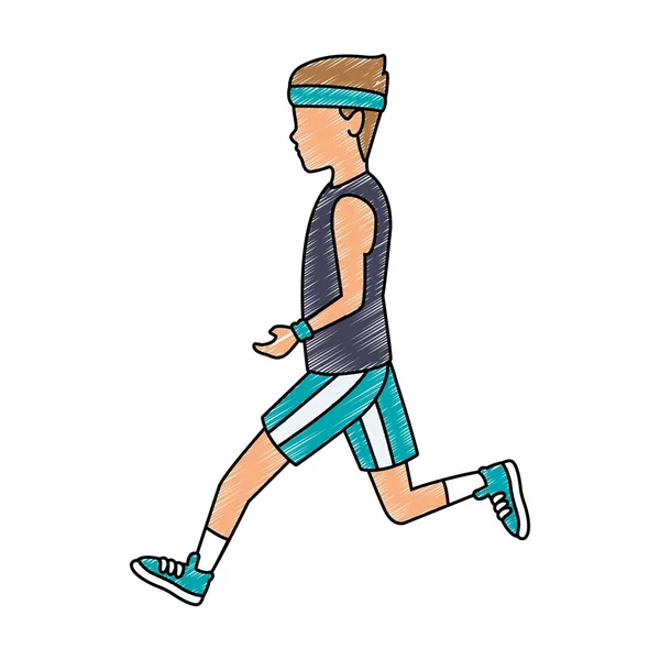 Fitness homme courir gribouillis — Image vectorielle