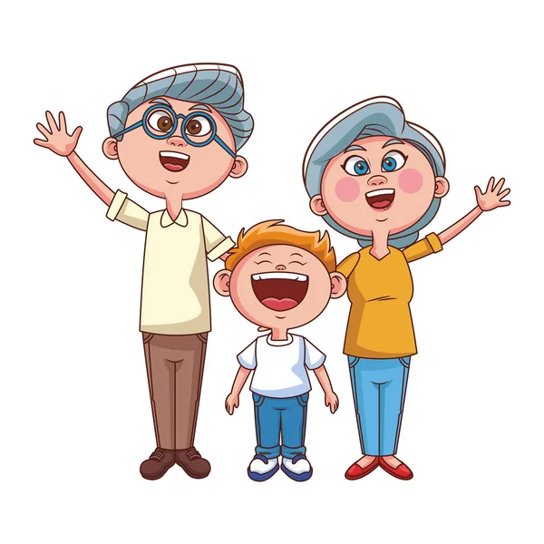Büyükanne ve büyükbabalar ve torunlar — Stok Vektör