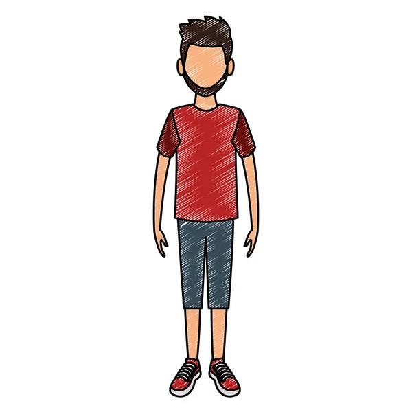 Jeune homme dessin animé avatar gribouiller — Image vectorielle