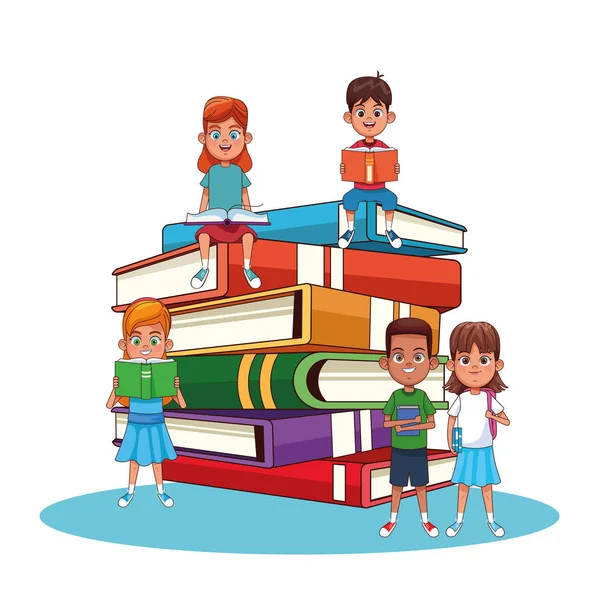 Çocuklar ve kitap karikatürler
