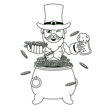 Pot sikke ve bira fincan ı ile İrlandalı elf