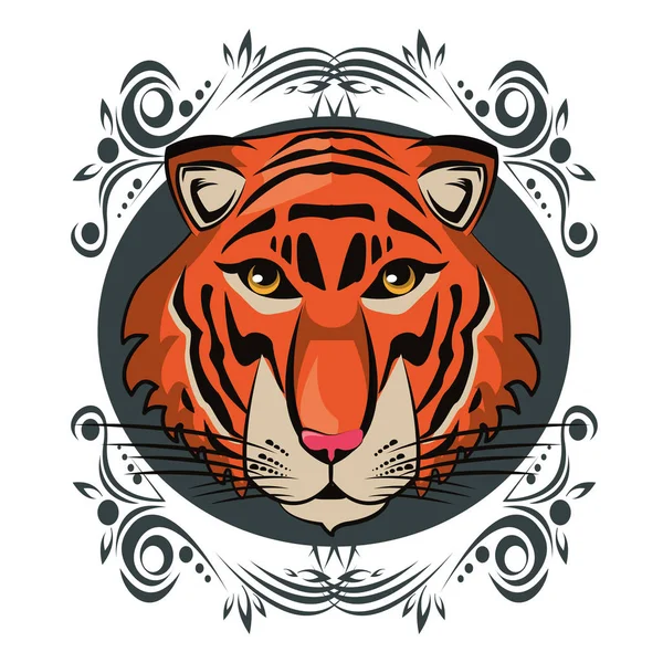 Cara de tigre fresco boceto — Vector de stock