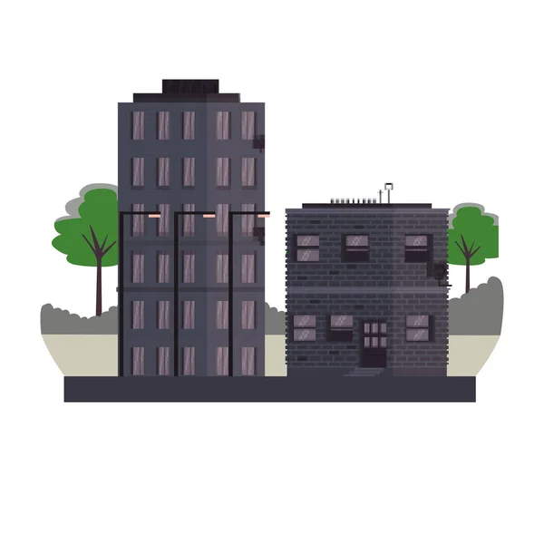 Edificios urbanos aislados — Vector de stock