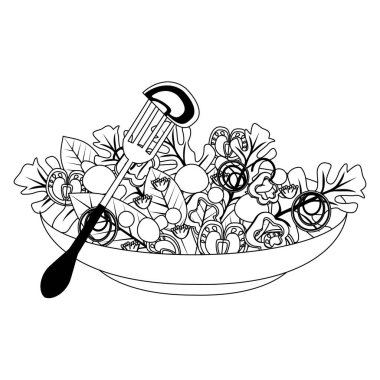 Siyah beyaz sebze ile sağlıklı salata