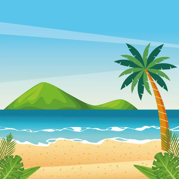 Beau paysage de dessin animé de plage — Image vectorielle