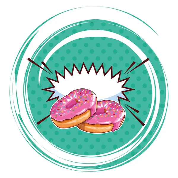 甜甜圈和语音气泡圆图标 — 图库矢量图片