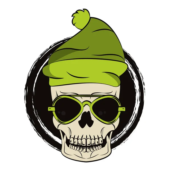 Skull with sunglasses and hat — 图库矢量图片