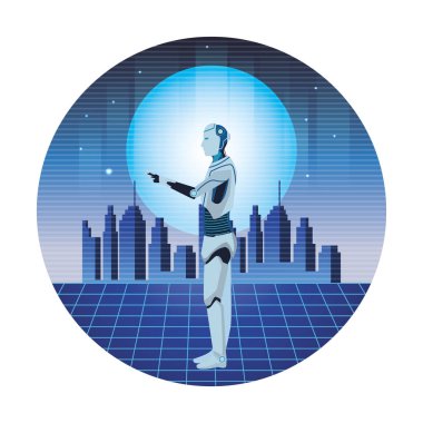 insansı robot avatar yuvarlak simgesi