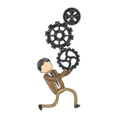 Dişlileri tutan işadamı karalama