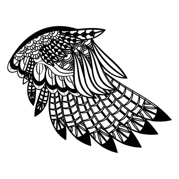 Alas de aves aisladas en blanco y negro — Vector de stock