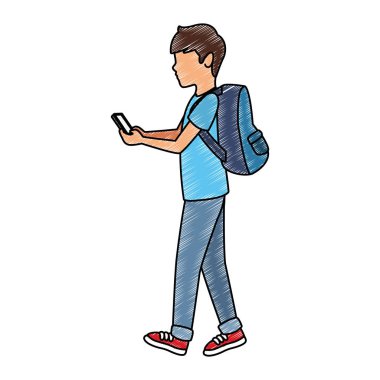 Sırt çantalı genç adam.