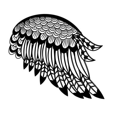 Siyah beyaz izole kuş kanatları