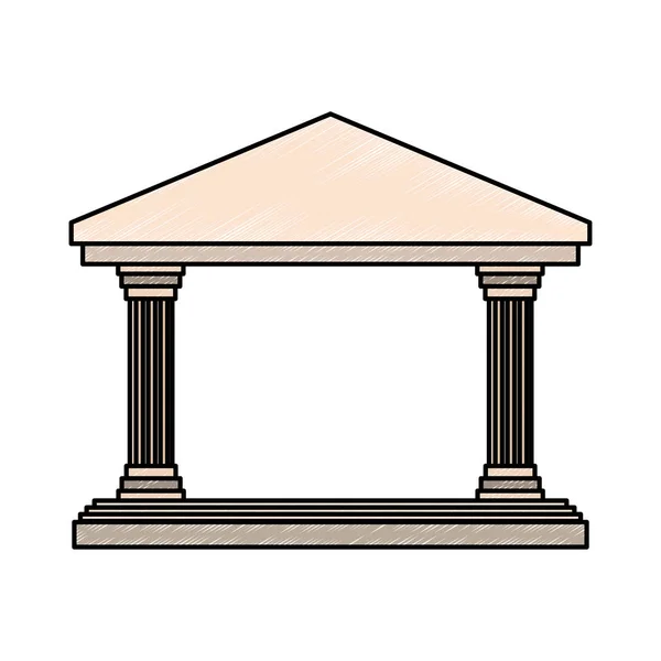 Banco edificio símbolo garabato — Vector de stock