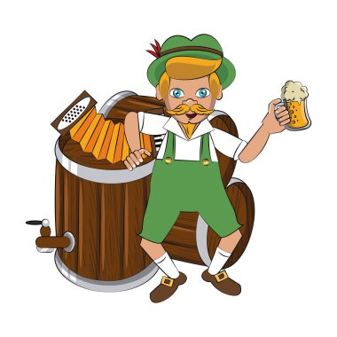 Akordeon ve bira ile Bavyera adam