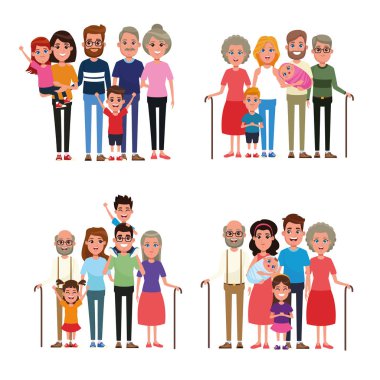 Çocuklu aile karikatür