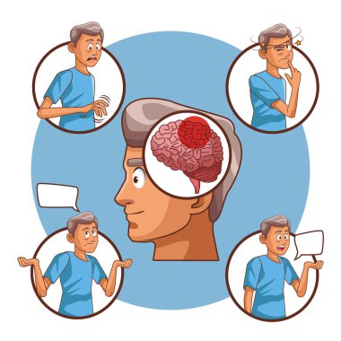 Alzhaimer yaşlı adam yuvarlak simgeler