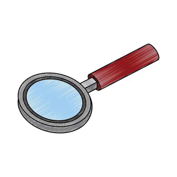 Magnifying glass isometric scribble — Stock Vector