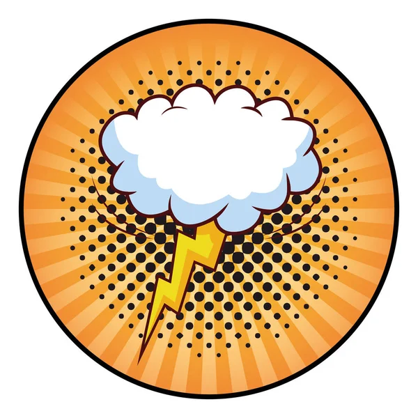 Icône ronde nuage et foudre — Image vectorielle