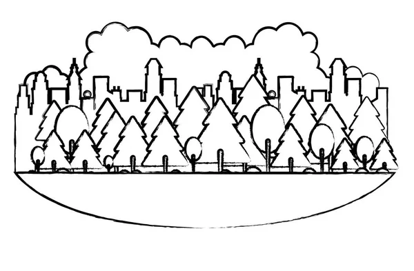 Stadtlandschaft Landschaft Zeichentrickskizze — Stockvektor