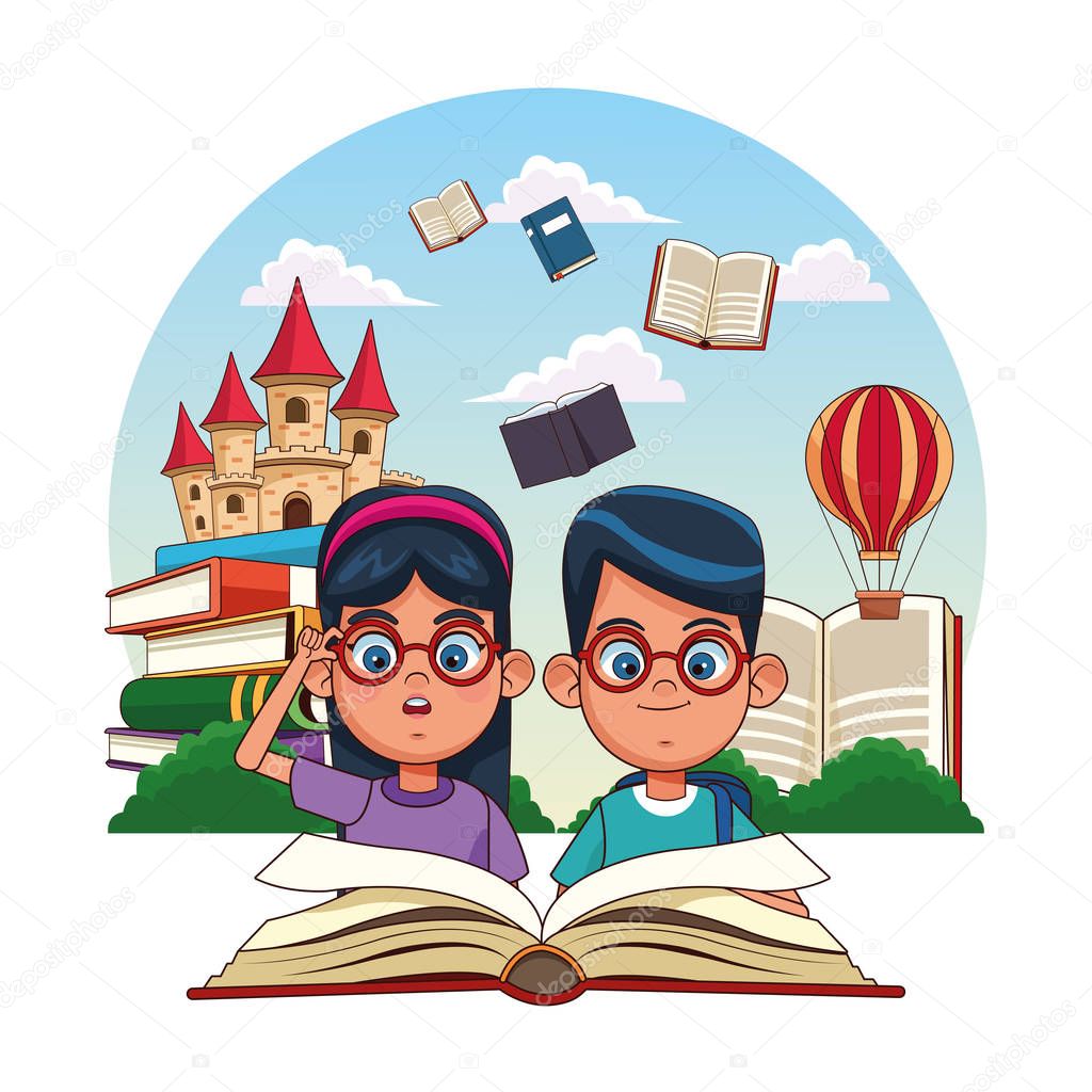Kids reading fairy tales