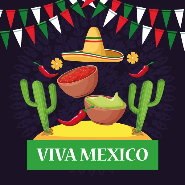 Caricaturas de tarjetas de Viva México — Vector de stock