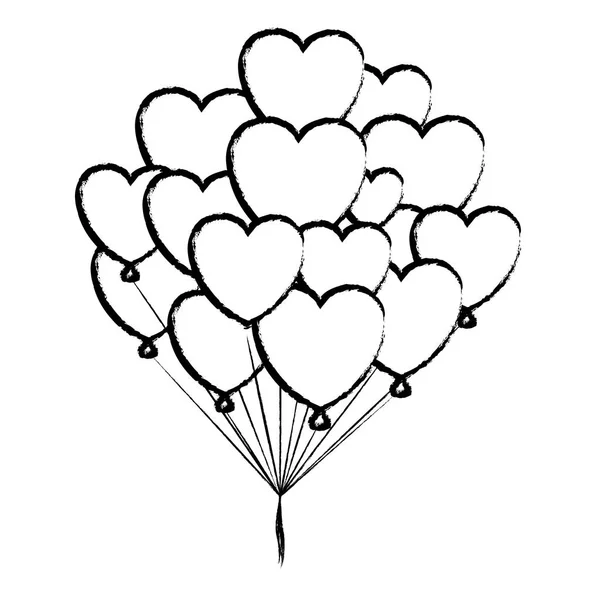 Balões em forma de coração esboço —  Vetores de Stock