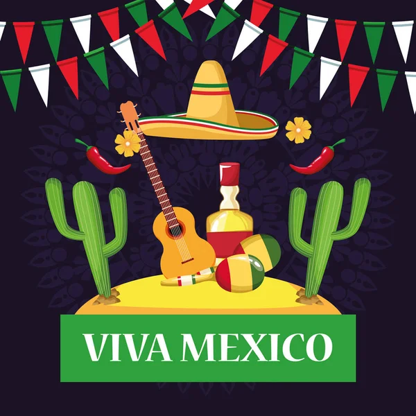 Viva Mexikó kártya rajzfilmek — Stock Vector
