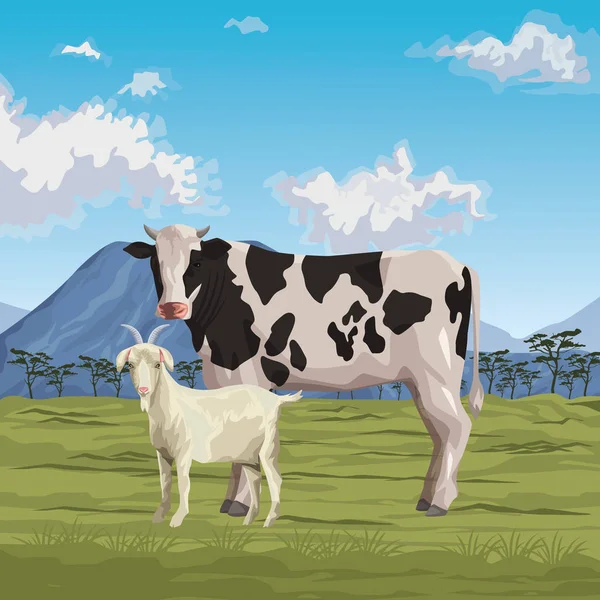 Krávy a kozy — Stockový vektor