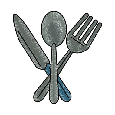 Bıçak ve çatal karalanmış karalanmış