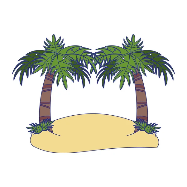Пальмы на пляже синие линии — стоковый вектор