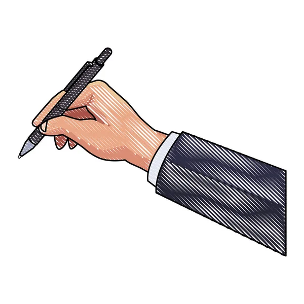 Επαγγελματική χέρι κρατώντας στυλό σκαριά — Διανυσματικό Αρχείο