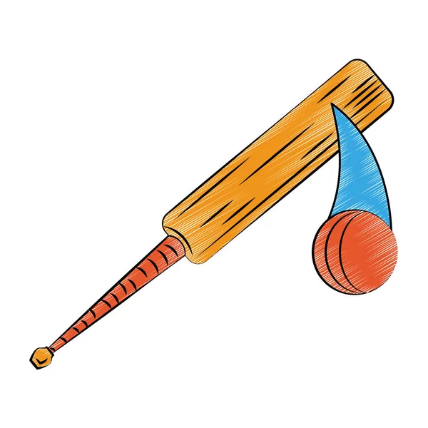 Crickect racket and ball scribble — Stock Vector