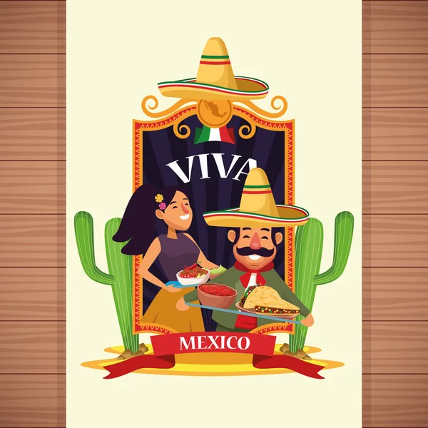 Viva Mexikó karikatúrák — Stock Vector