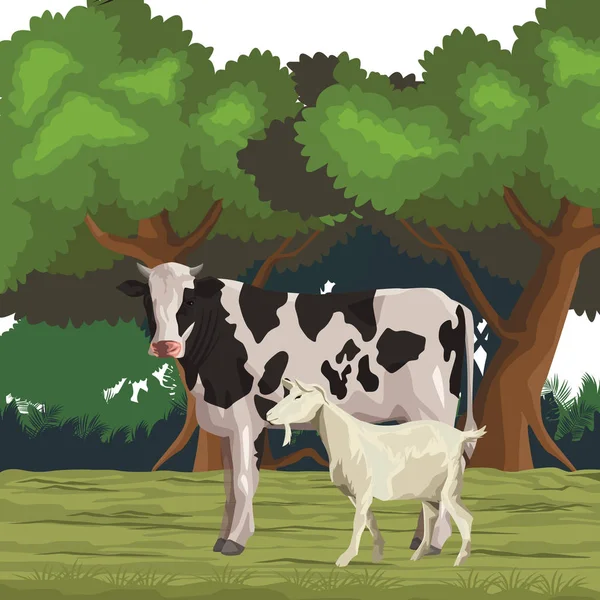 Cow and goat — Stock Vector