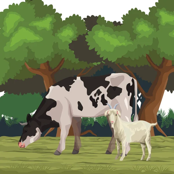 Krávy a kozy — Stockový vektor