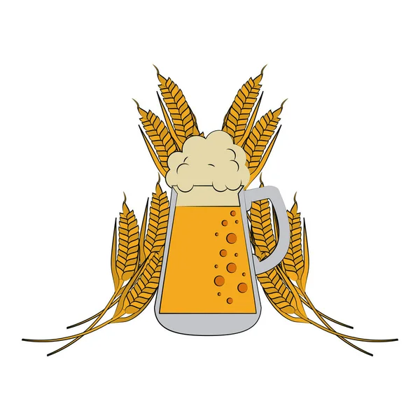 Bierflasche und Weizen — Stockvektor