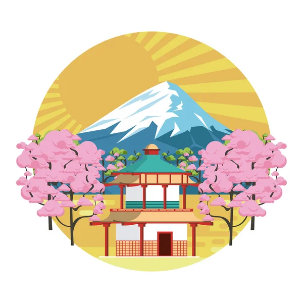 Temple japonais dans la nature — Image vectorielle