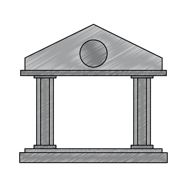 Bank building symbol scribble — Stock Vector