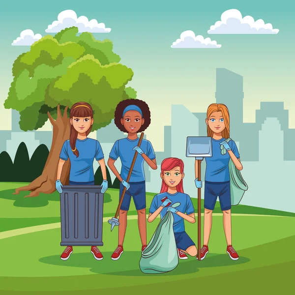 Park cleaning volunteers — Stock Vector