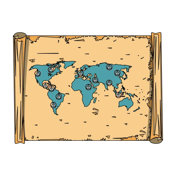 Wereld Vintage kaart — Stockvector