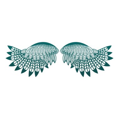 Mavi çizgilerle izole edilmiş kuş kanatları